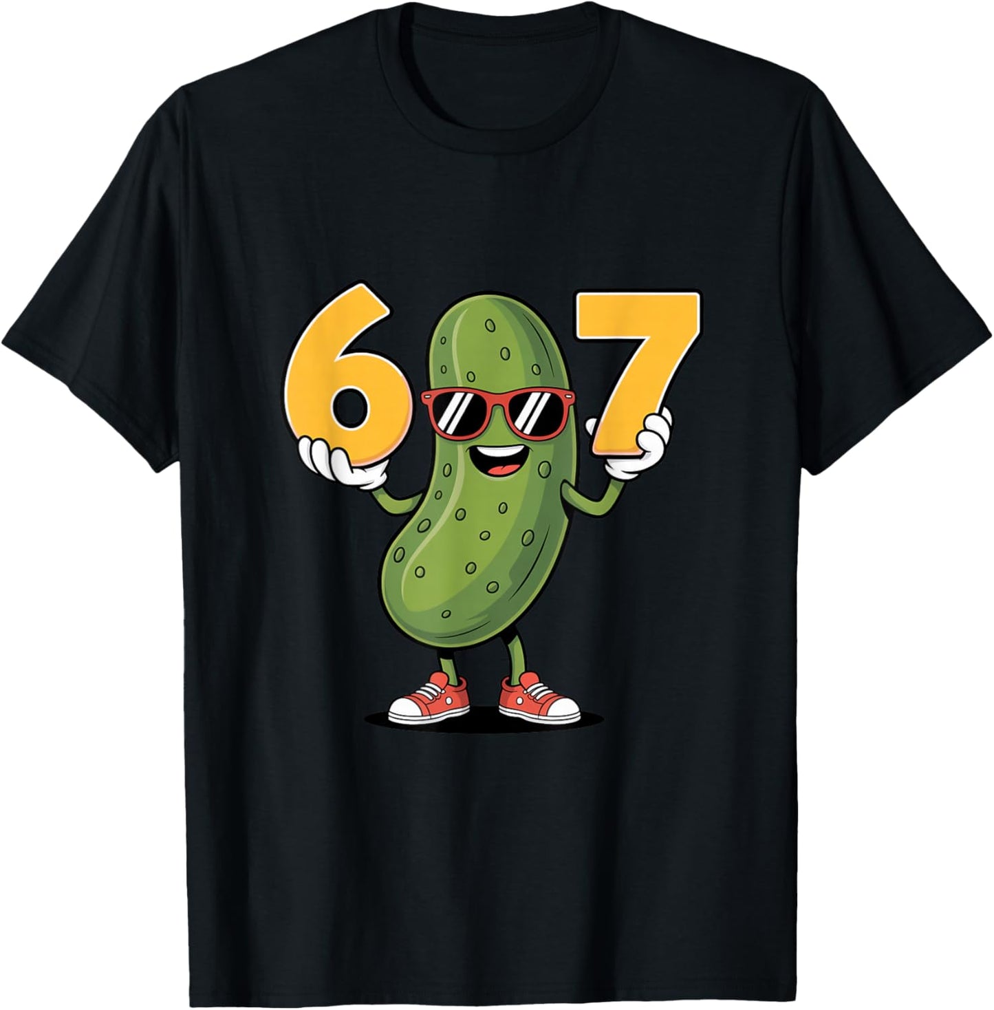 67 Meme Funny Pickle 6 7 Six Seven 6-7 T-Shirt - T-Shirt | Black