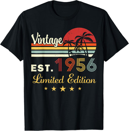 Vintage 70 Birthday Decoration Men 70yr 1956 70th Birthday T-Shirt - T-Shirt | Black