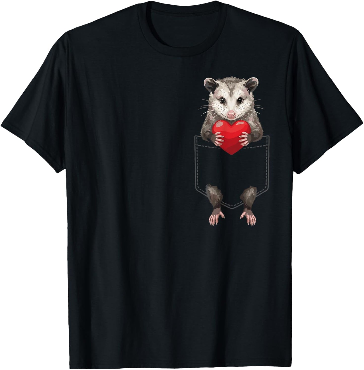 Possum in Pocket Opossum Animal Lover Valentines T-Shirt - T-Shirt | Black