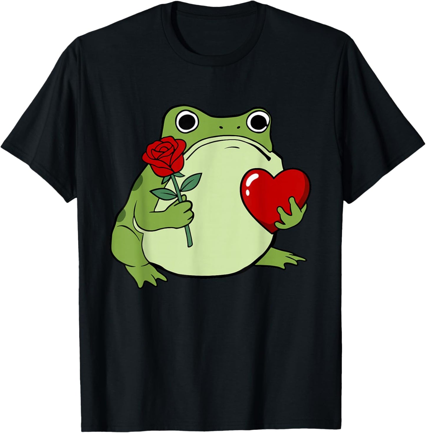 Grumpy Frog Japanese Valentines Graphic Women Youth T-Shirt - T-Shirt | Black