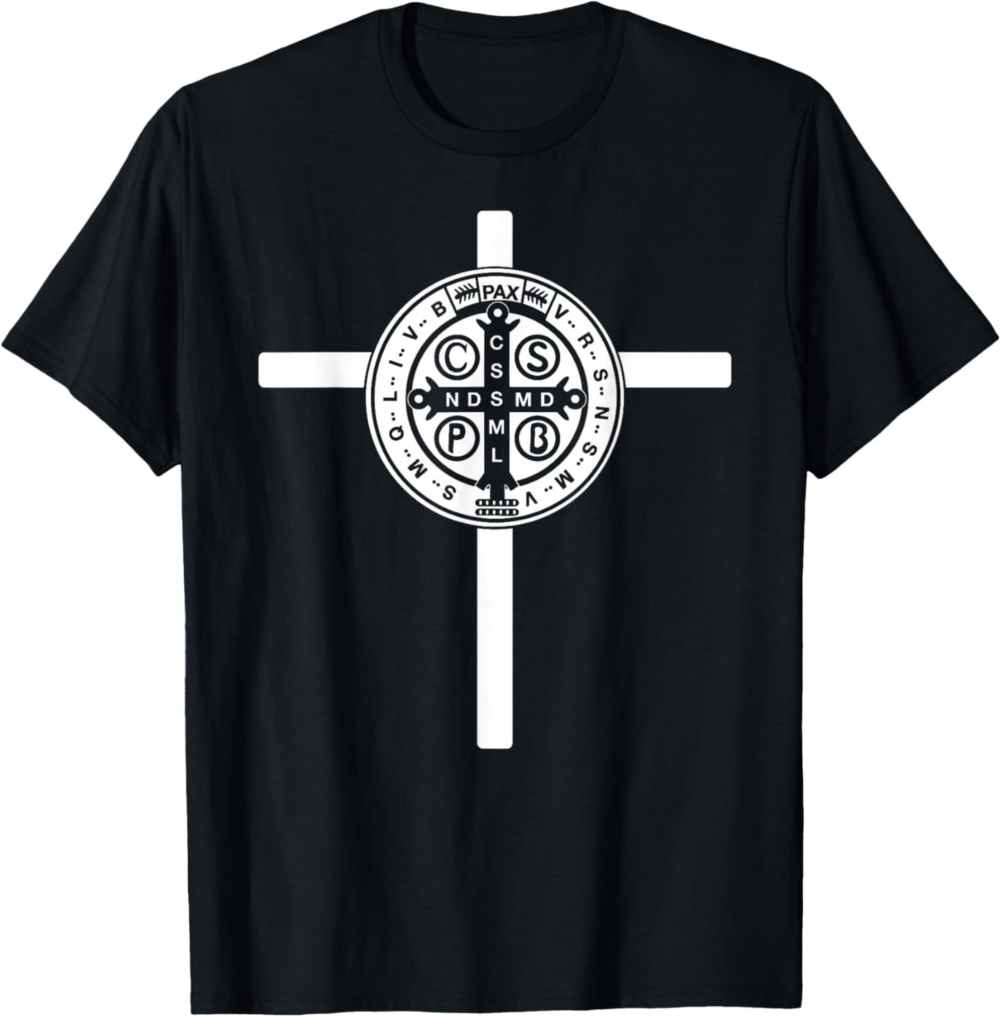 Religious Catholic St. Benedict Medal | Christian T-Shirt - T-Shirt | Black