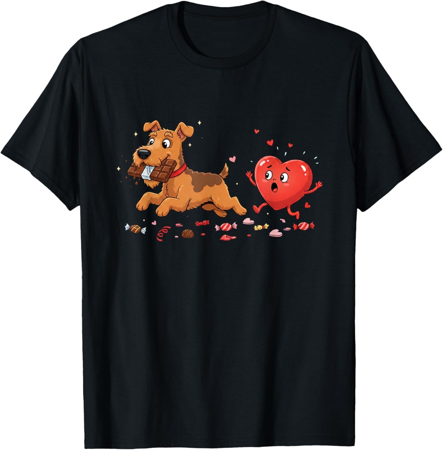 Funny Airedale Terrier Heart Valentine Dog Kids T-Shirt - T-Shirt | Black