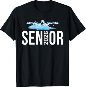Senior Swim Team Member Class of 2026 Swimmer Vintage T-Shirt - T-Shirt | Black