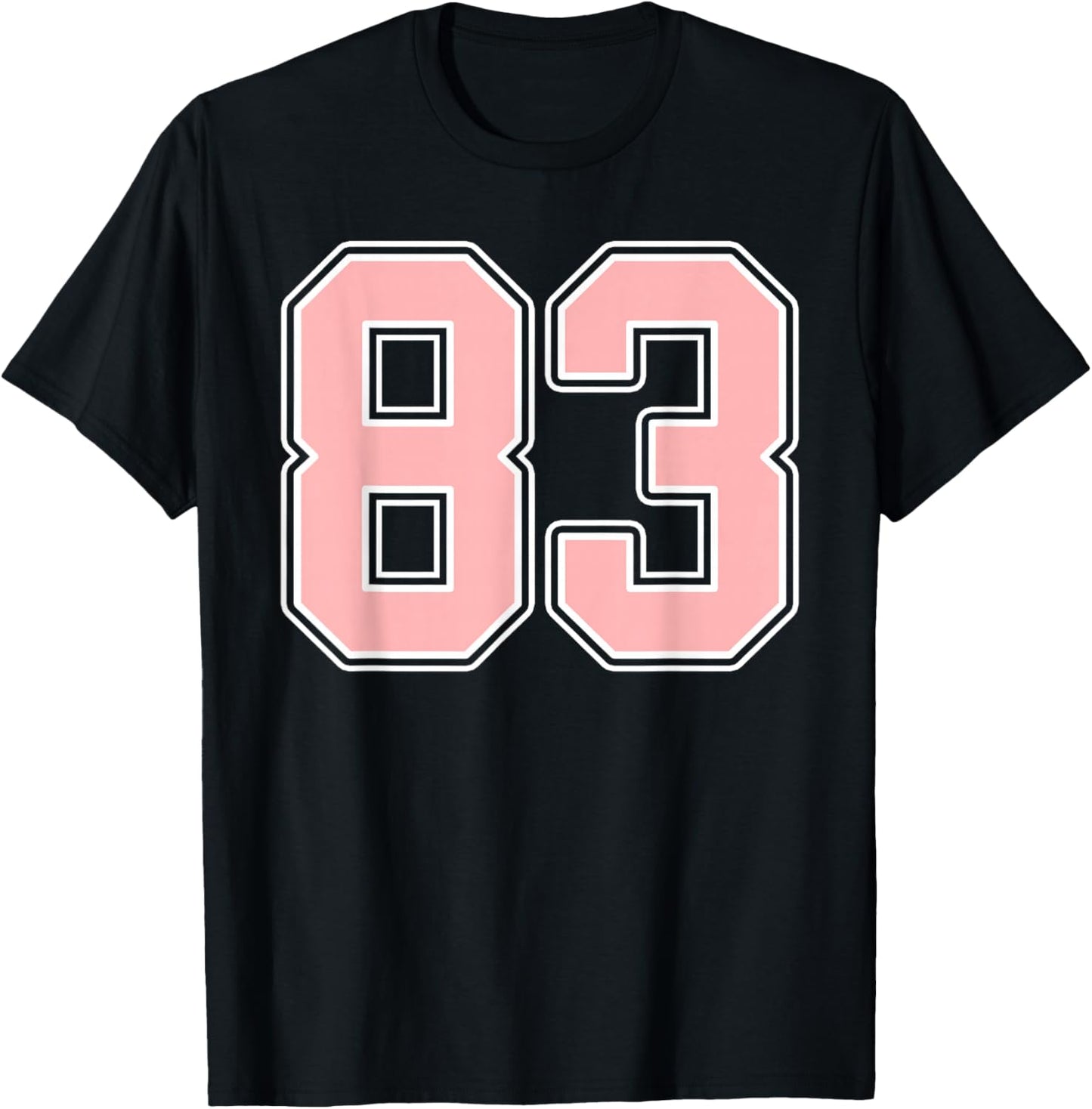 Cute Pink and White Number 83 Jersey Player Uniform #83 Fan T-Shirt - T-Shirt | Black