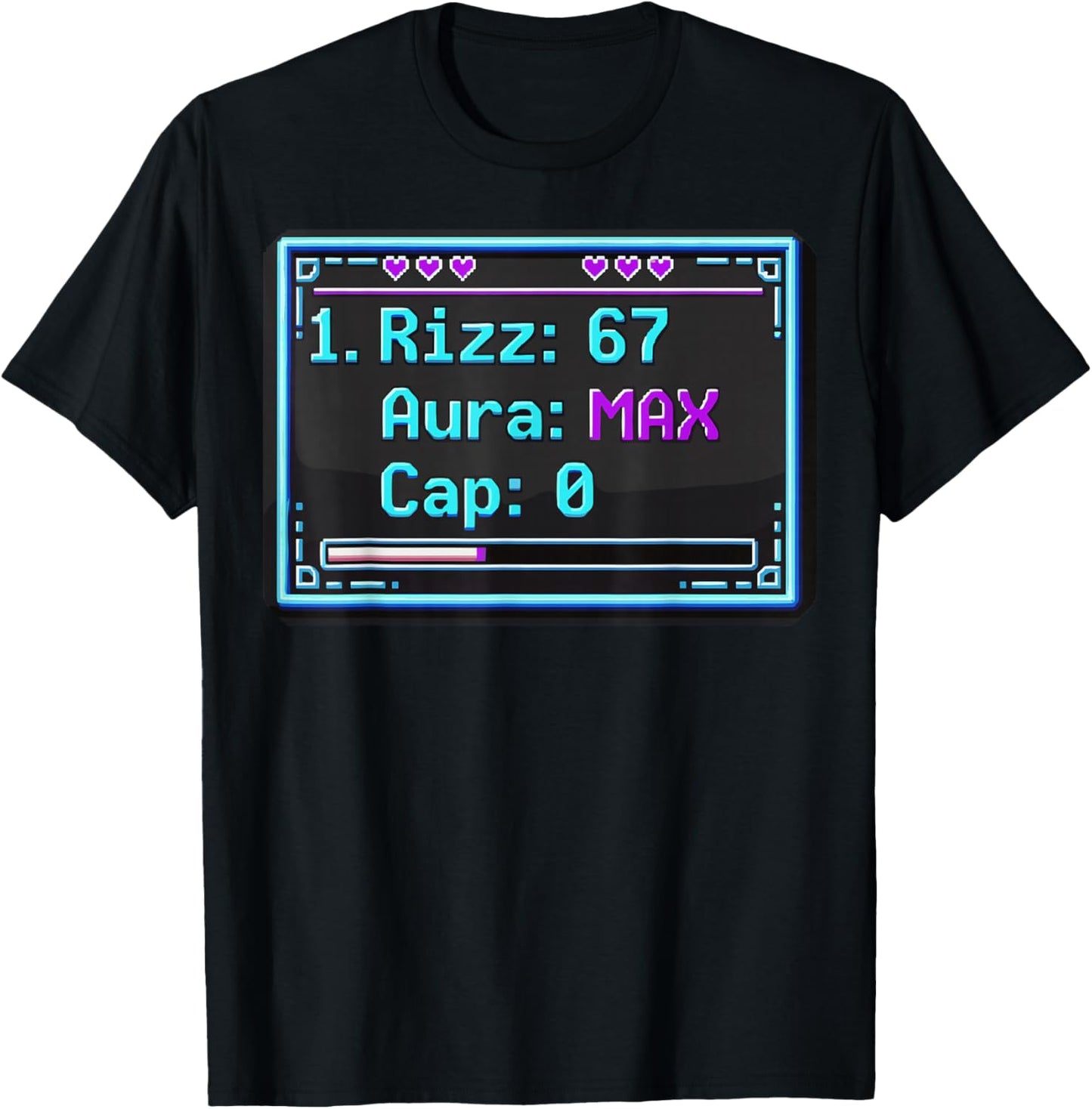 Rizz 67 Aura 0 Cap Retro Gaming Energy Six Seven T-Shirt - T-Shirt | Black
