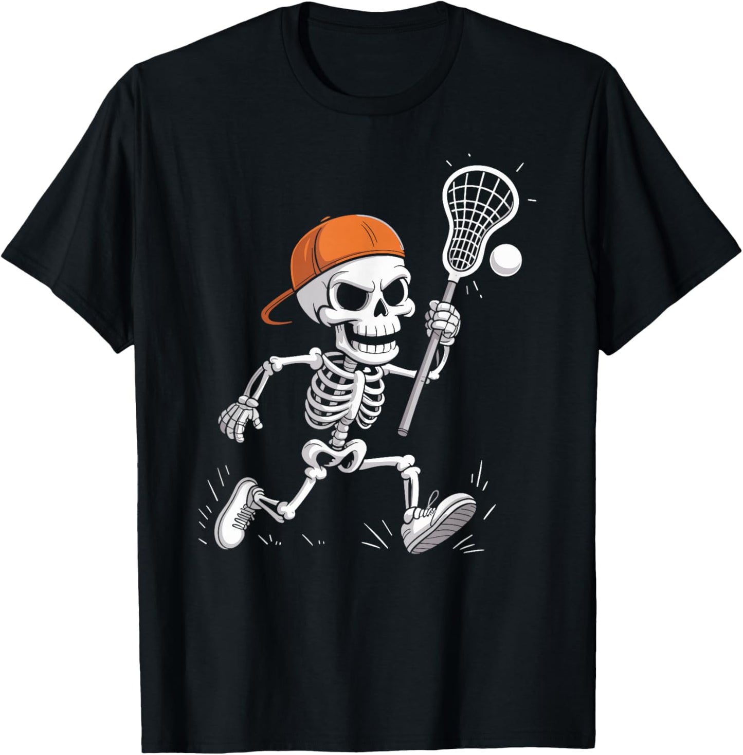 Skeleton Lacrosse Halloween Costume Funny Men Boys Kids T-Shirt - T-Shirt | Black