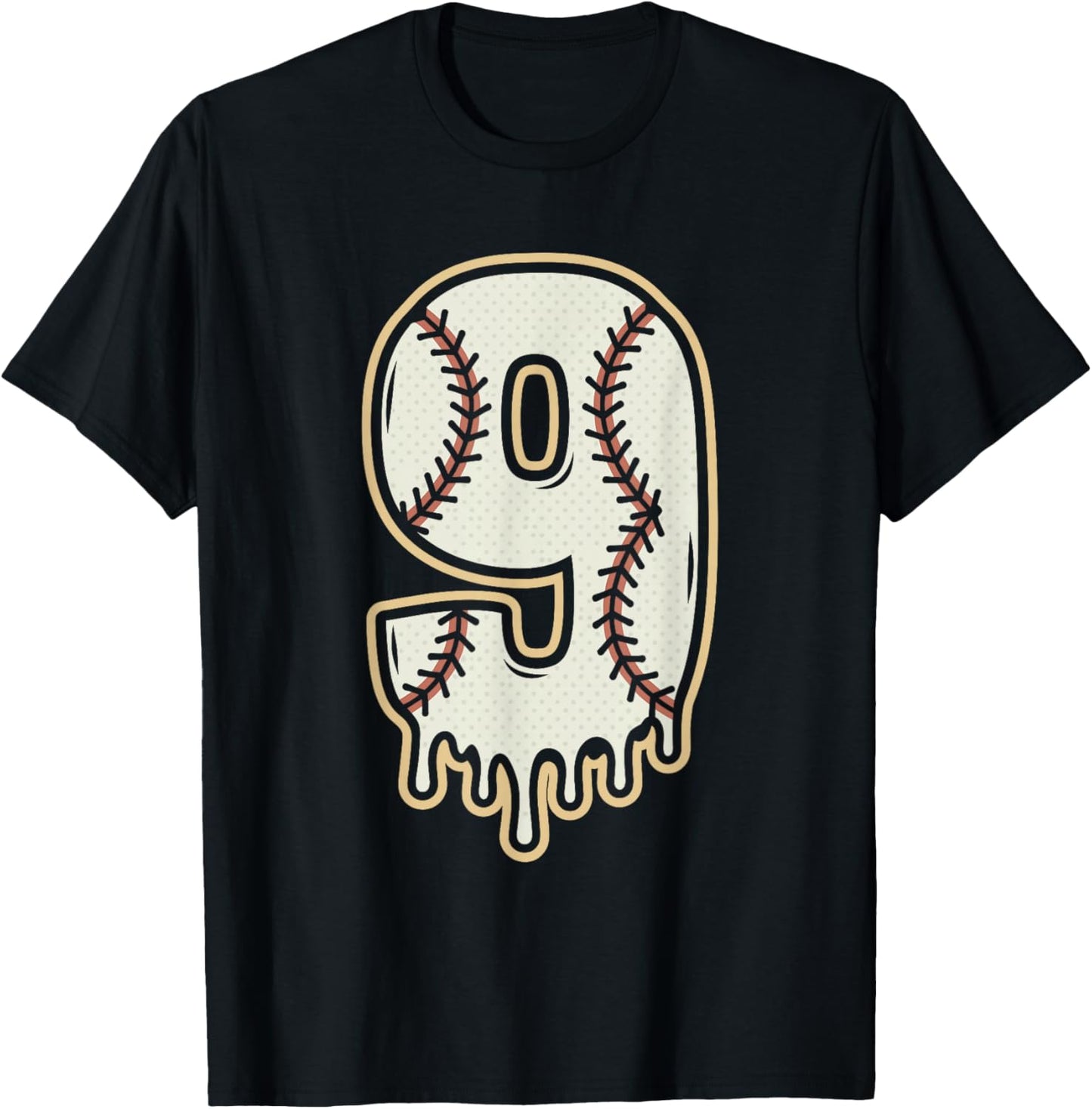 Dripping 9th Birthday Baseball Brainrot Meme Slang 9 Year T-Shirt - T-Shirt | Black