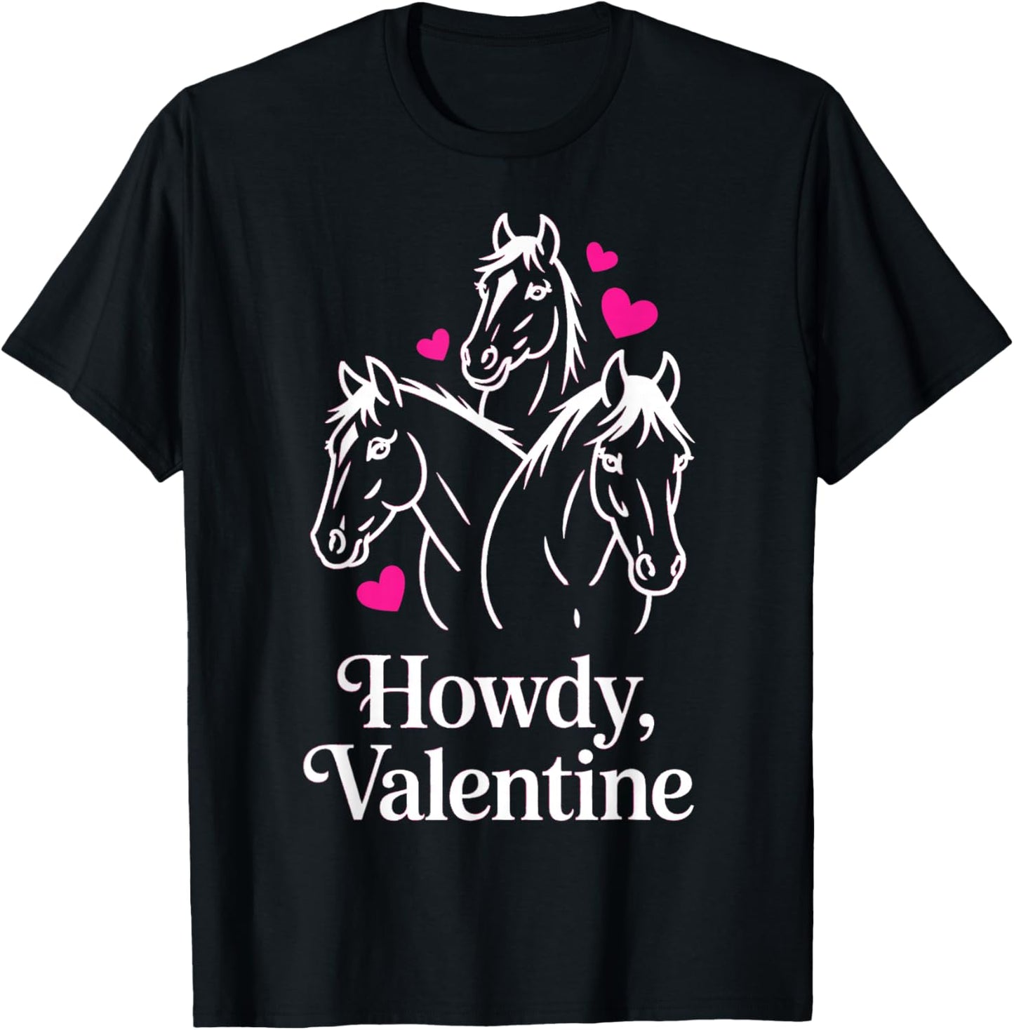 Howdy Valentine Cute Horses Valentines´s Day T-Shirt - T-Shirt | Black