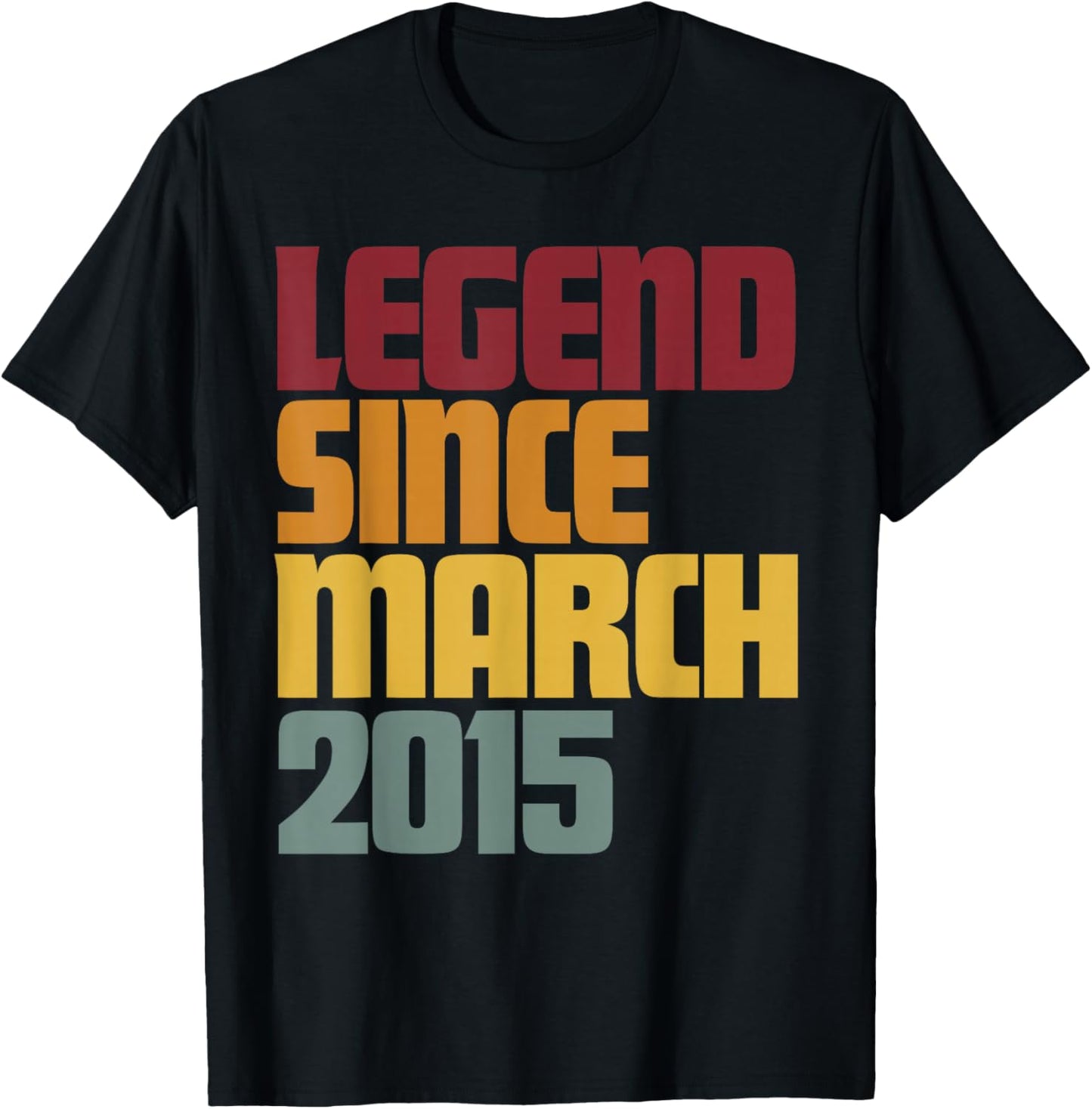 Legend Since March 2015 11th Birthday - Vintage Funny T-Shirt - T-Shirt | Black