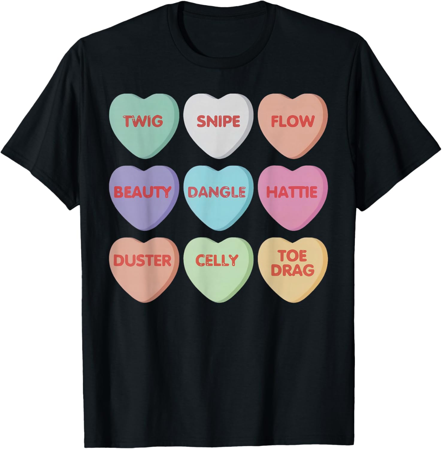 Valentines Day Hockey Conversation Candy Heart Hockey Player T-Shirt - T-Shirt | Black
