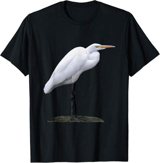 Great Egret : Wetland Wildlife T-Shirt - T-Shirt | Black