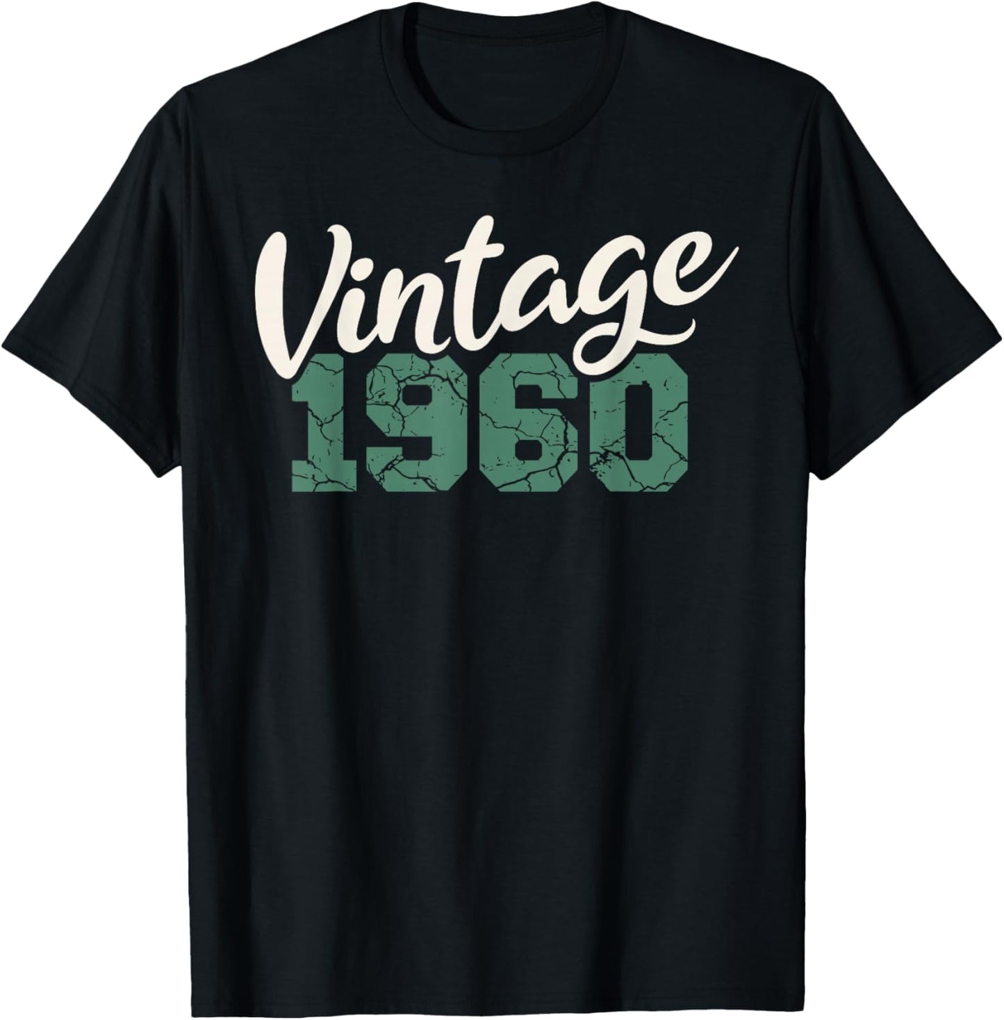 Vintage 1960 Birthday Men Women Retro Distressed Graphic T-Shirt - T-Shirt | Black