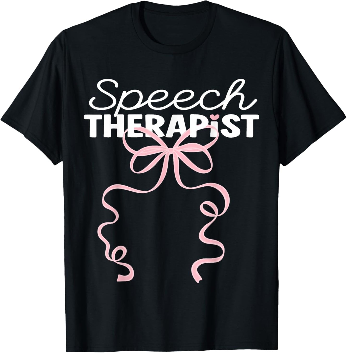 Speech Therapist Language Pathologist SLP Pink Coquette Bow T-Shirt - T-Shirt | Black