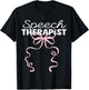 Speech Therapist Language Pathologist SLP Pink Coquette Bow T-Shirt - T-Shirt | Black