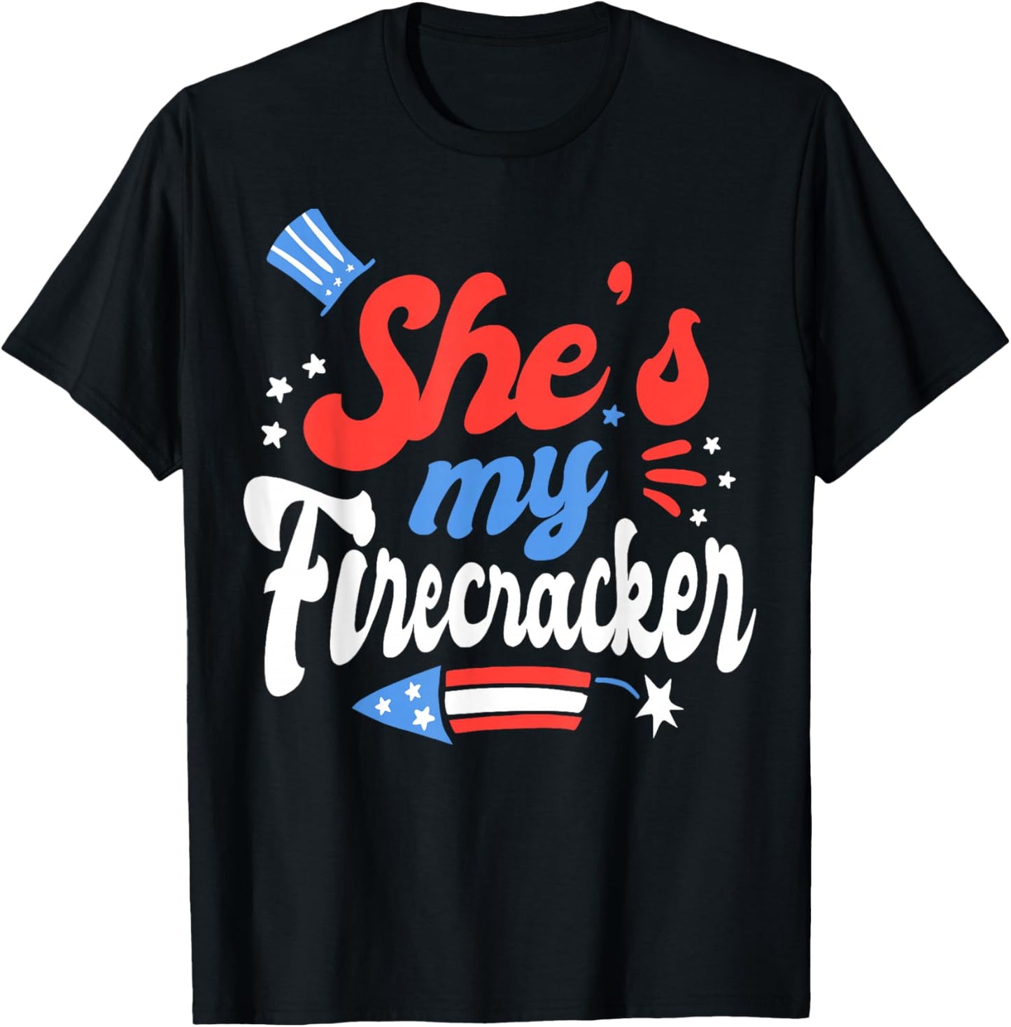 She's My Firecracker Matching 4th of July 2026 for Couples T-Shirt - T-Shirt | Black