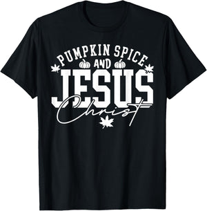 Pumpkin Spice Christian Faith Thanksgiving Fall Autumn Gifts T-Shirt - T-Shirt | Black