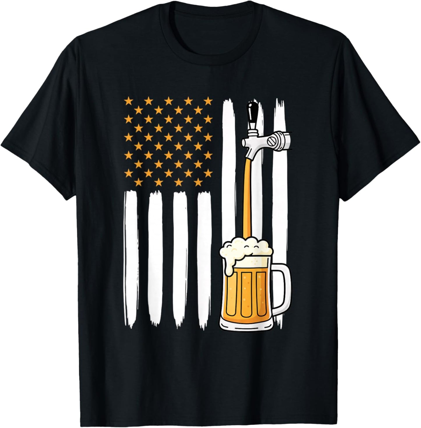 USA Beer Tap Pour - Patriotic American Flag Brew Design T-Shirt - T-Shirt | Black