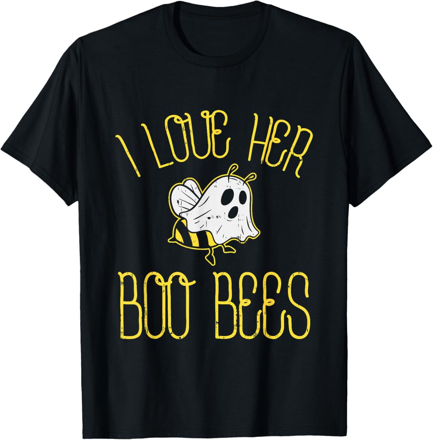 I Love Her Boo Bees Couples Halloween Adult Costume His Men T-Shirt - T-Shirt | Black
