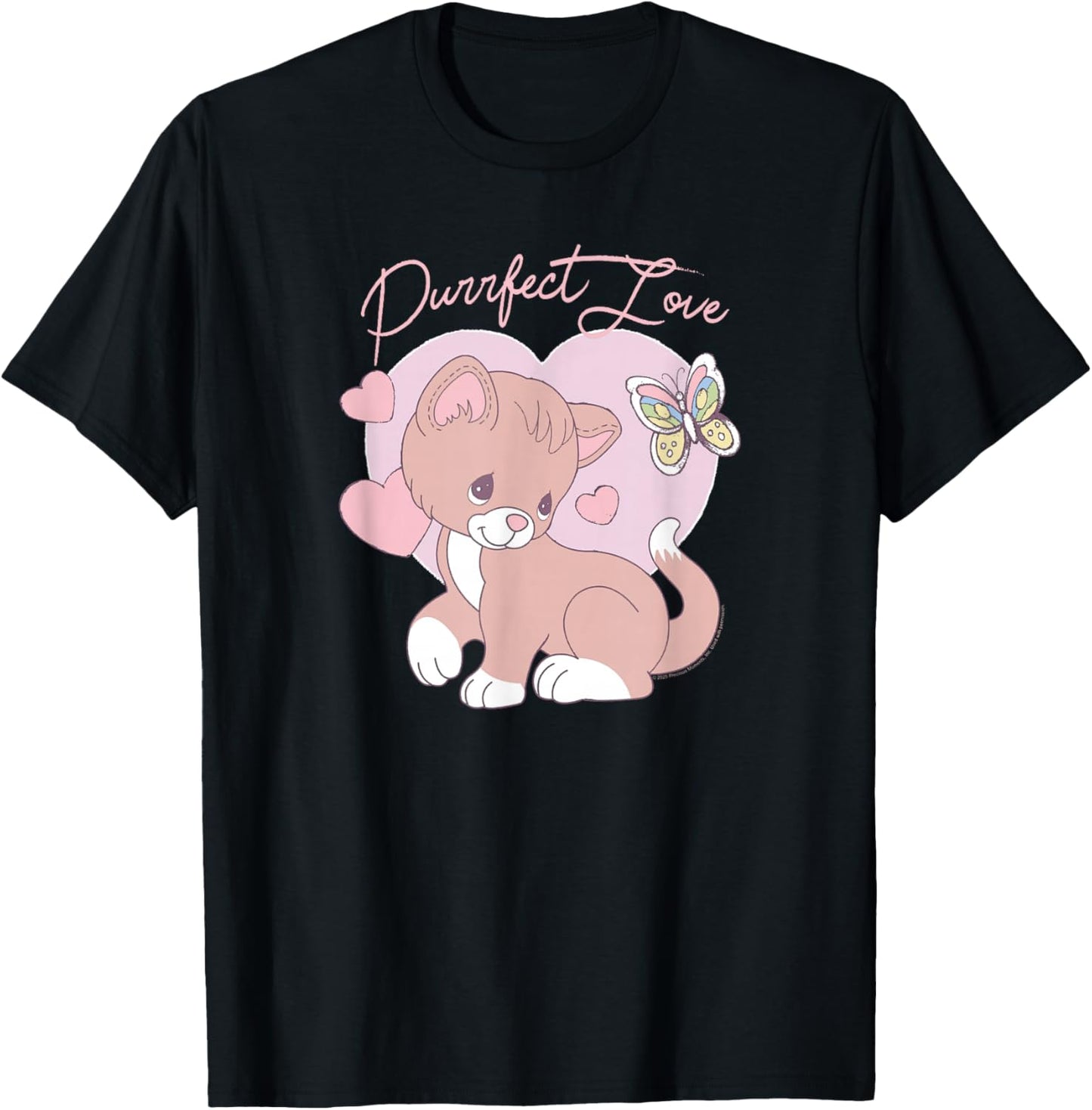 Precious Moments Purrfect Love Cat Sweet Cute Retro Kitty T-Shirt - T-Shirt | Black