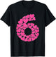 Cute Heart Number 6 Maths Day Costume for Girls 6th Birthday T-Shirt - T-Shirt | Black