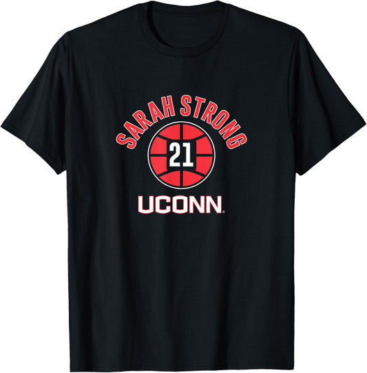 UConn Basketball: Sarah Strong Name Number Ball T-Shirt - T-Shirt | Black