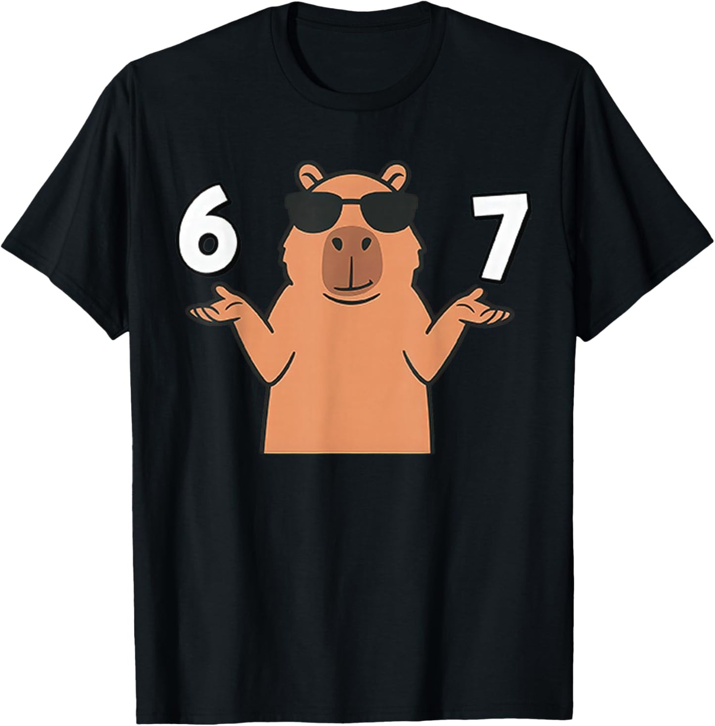 67 Meme Capybara 6 7 Hand Gesture Kids T-Shirt - T-Shirt | Black