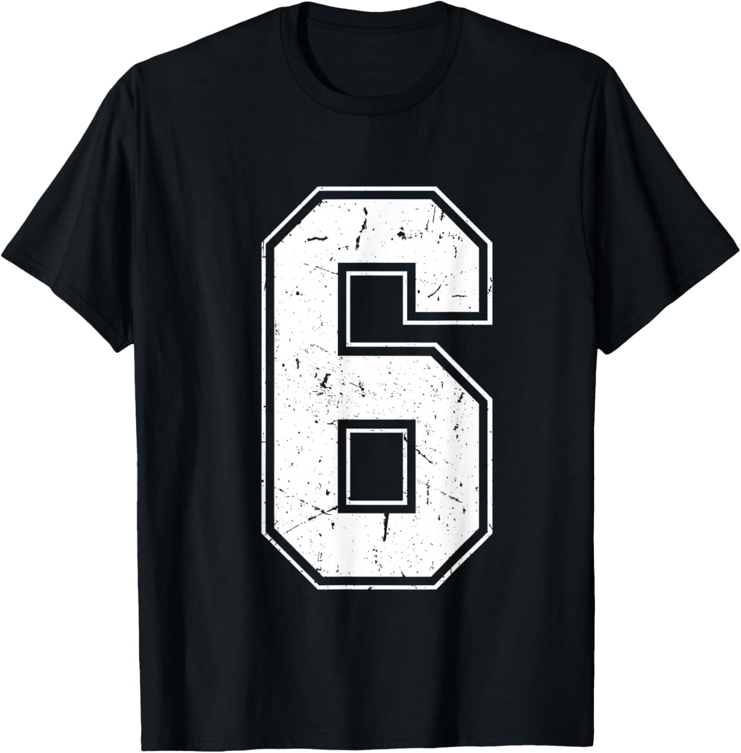 Number 6 Matching Costume 67 Meme Costume Distressed Retro T-Shirt - T-Shirt | Black