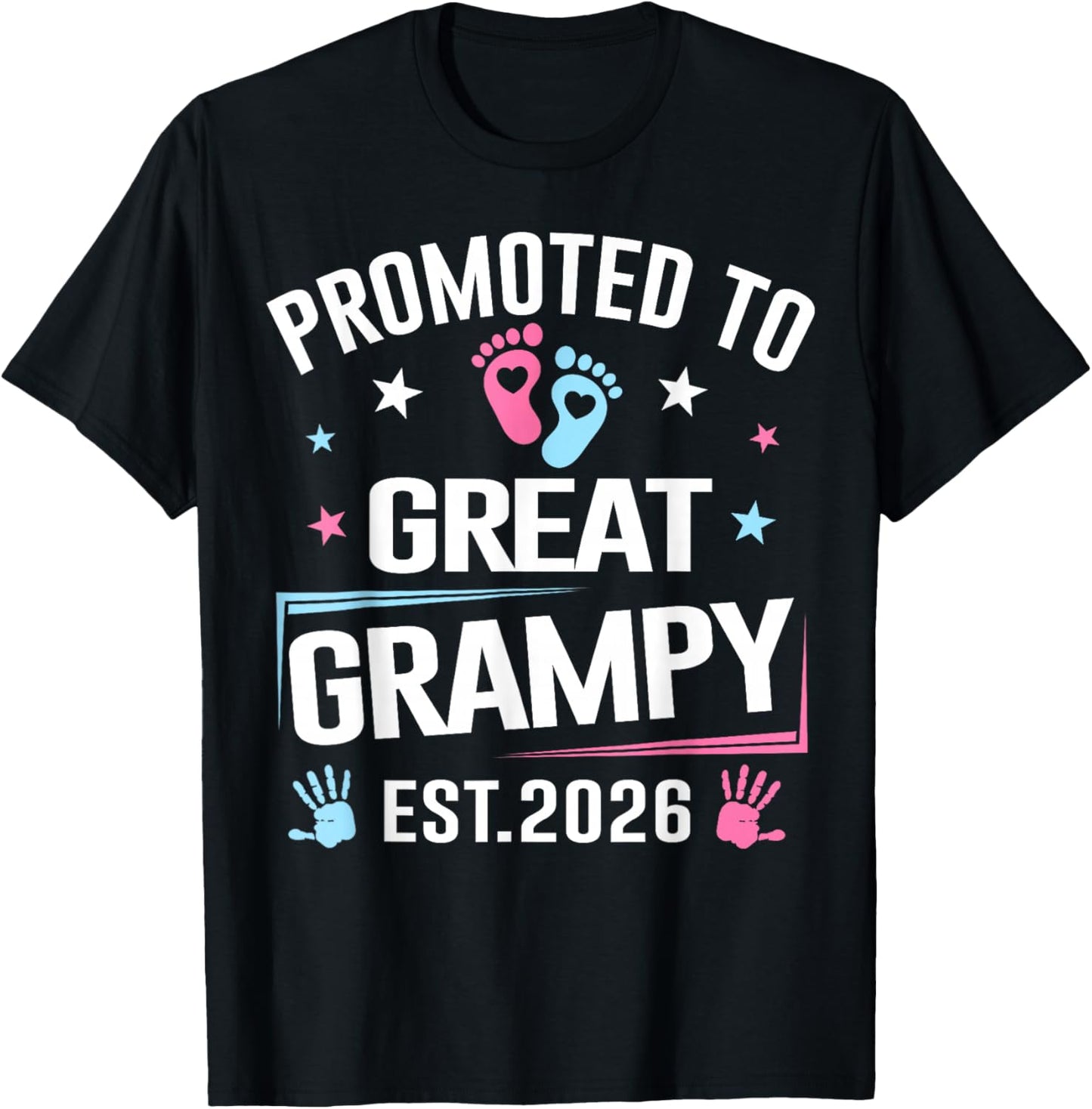 Promoted to Great Grampy Est 2026 Pregnancy Announcement T-Shirt - T-Shirt | Black