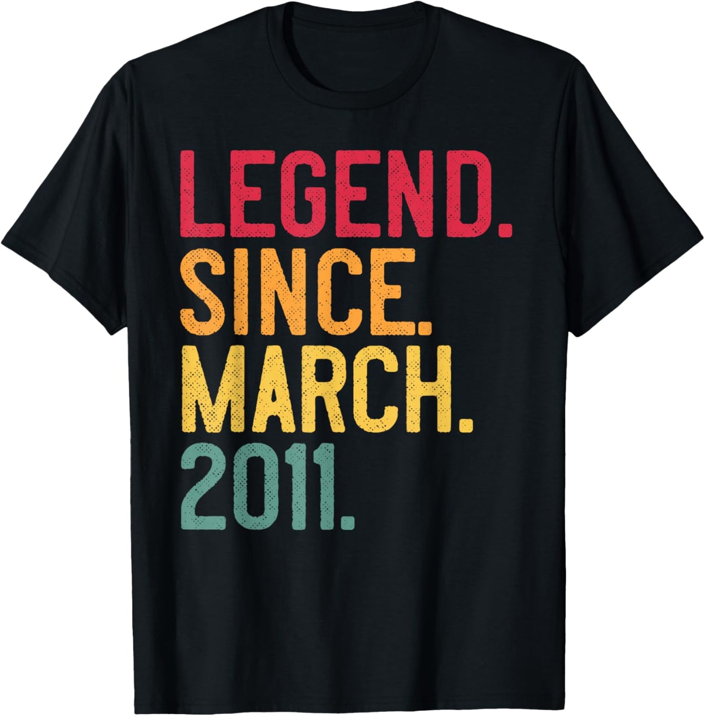 Legend Since March 2011 15 Years Old 15th Birthday - Vintage T-Shirt - T-Shirt | Black