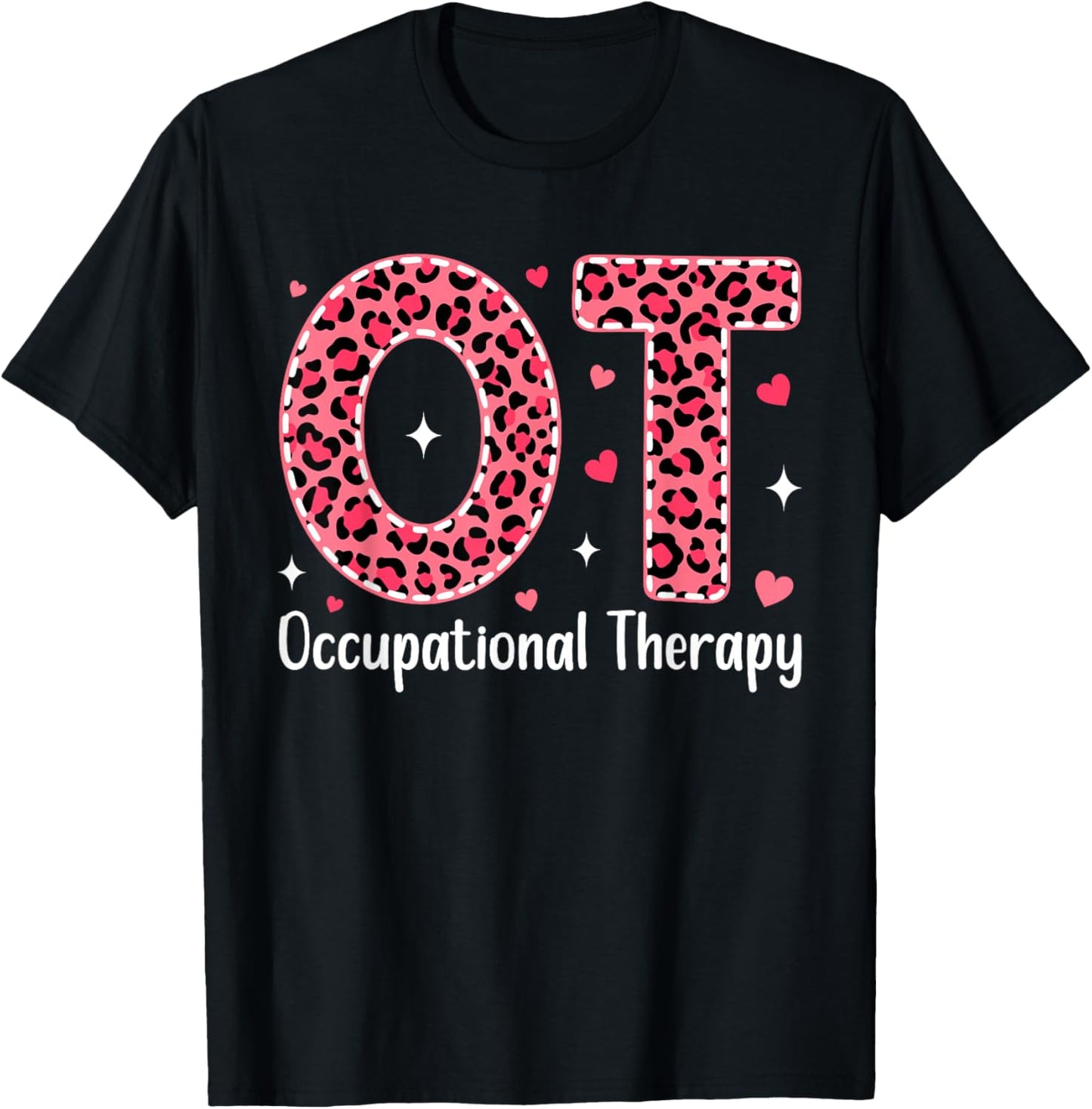 Occupational Therapy Leopard Valentine OT Therapist T-Shirt - T-Shirt | Black