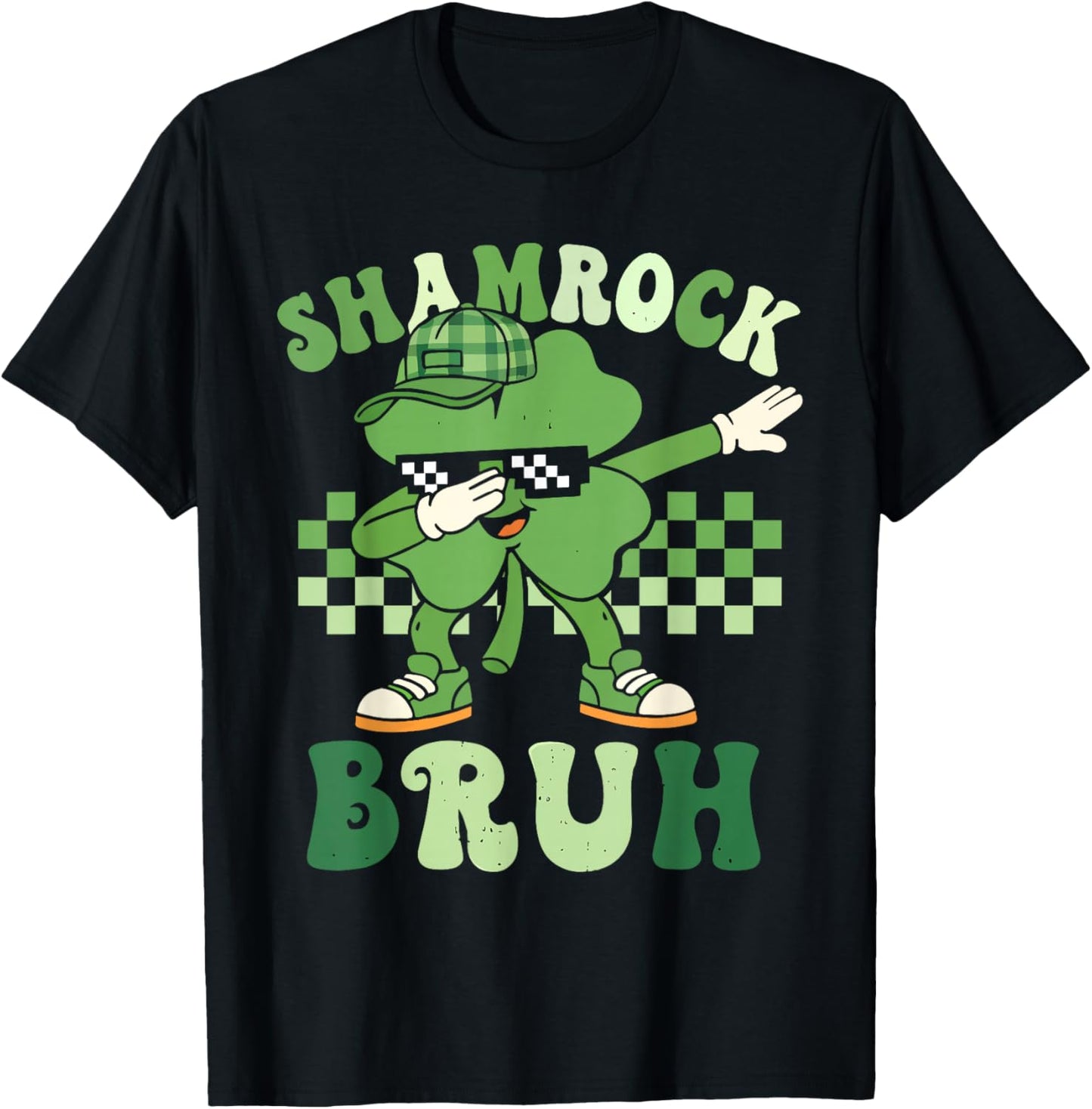 St Patricks Day Shamrock Bruh Dabbing Clover Boys Kids T-Shirt - T-Shirt | Black