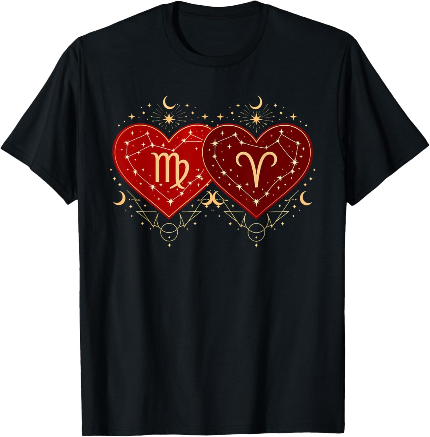 Virgo Aries Love Shirt Valentines Day Astrology Zodiac T-Shirt - T-Shirt | Black