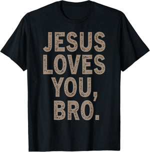 Jesus Loves You Bruh Funny Christian Men Boy Teen Girl Youth T-Shirt - T-Shirt | Black