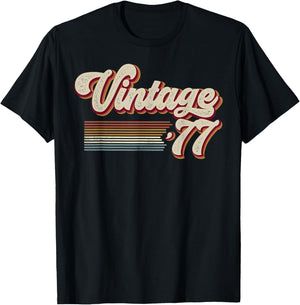 Vintage 1977 Retro Sunset Classic 49-Year-Old 49th Birthday T-Shirt - T-Shirt | Black