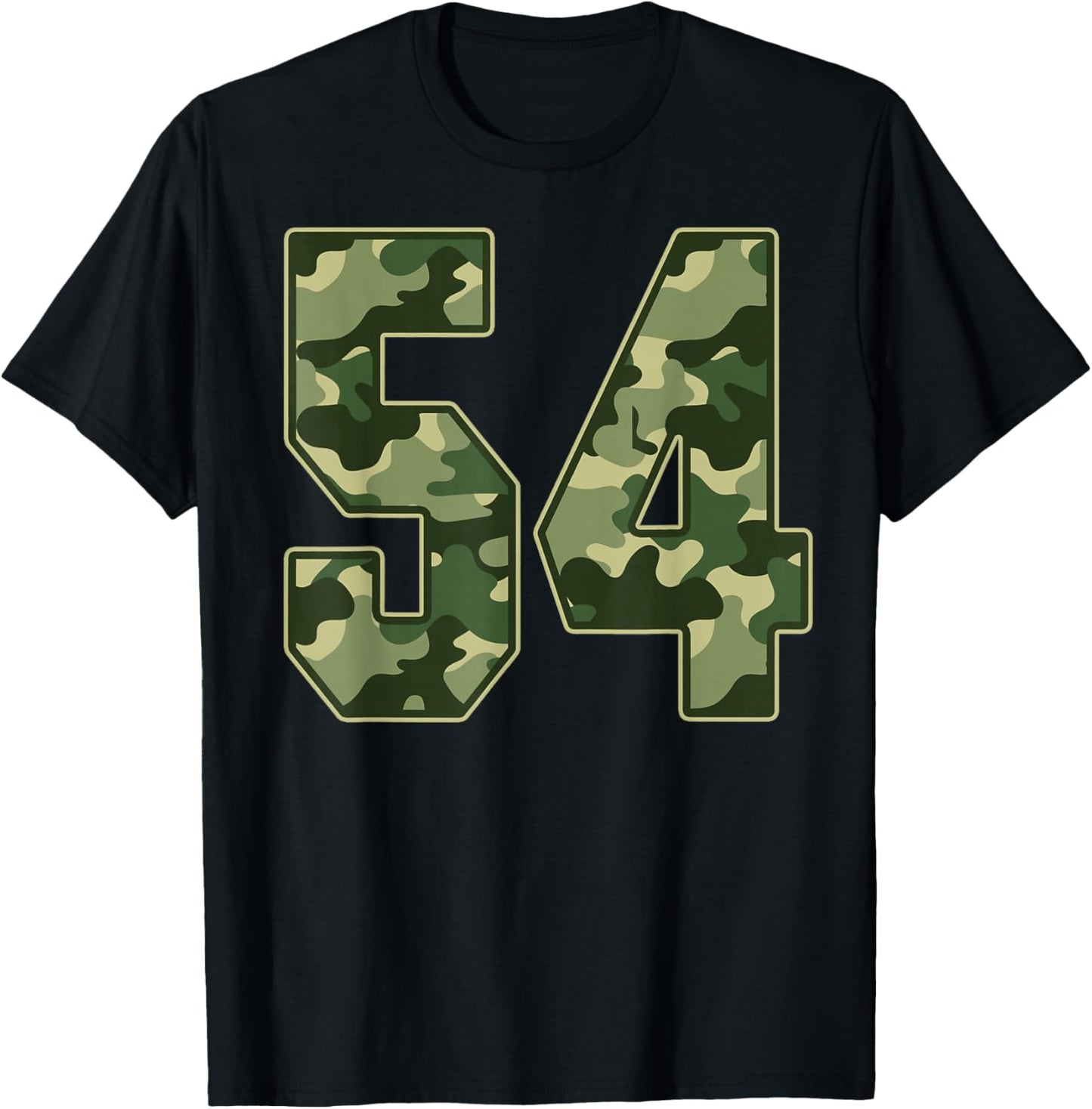 Camo #54 Jersey Number 54 Uniform Fan Favorite Player T-Shirt - T-Shirt | Black
