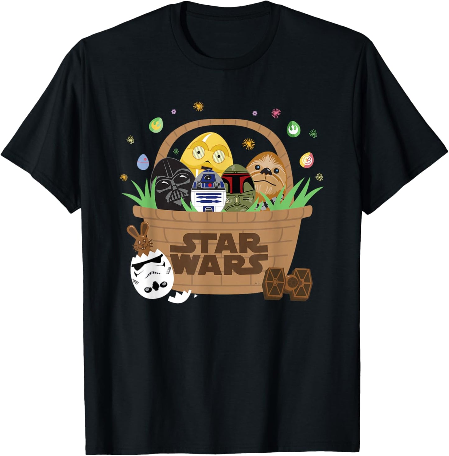 Star Wars Classic Characters Easter Eggs Basket Funny Spring T-Shirt - T-Shirt | Black