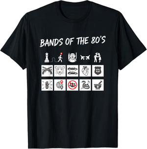 Bands of The 80S Graphic Icons Humor T-Shirt - T-Shirt | Black