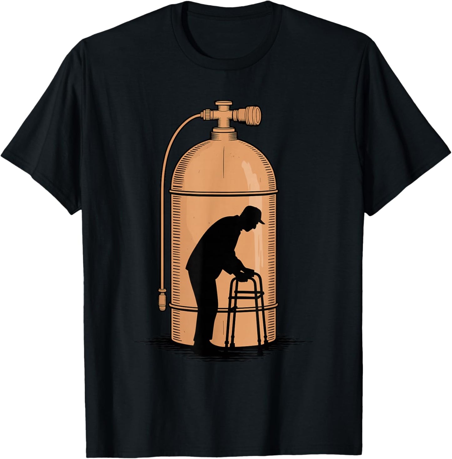 Old Man Silhouette Scuba Diving Diver Ocean Dive T-Shirt - T-Shirt | Black