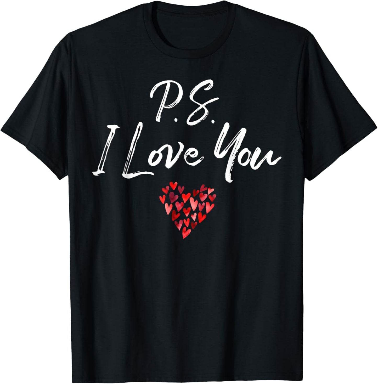 PS I Love You Day Purple Heart Valentine's Day Women Men Kid T-Shirt - T-Shirt | Black