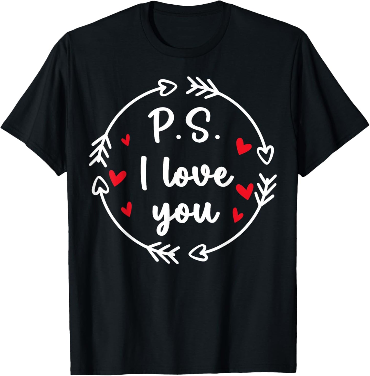 PS I Love You Day Valentine's Day Purple Heart Women Men Kid T-Shirt - T-Shirt | Black