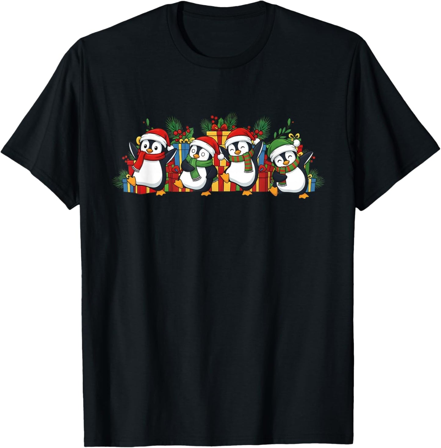 Dancing Penguins Christmas Cute Holiday Party T-Shirt - T-Shirt | Black
