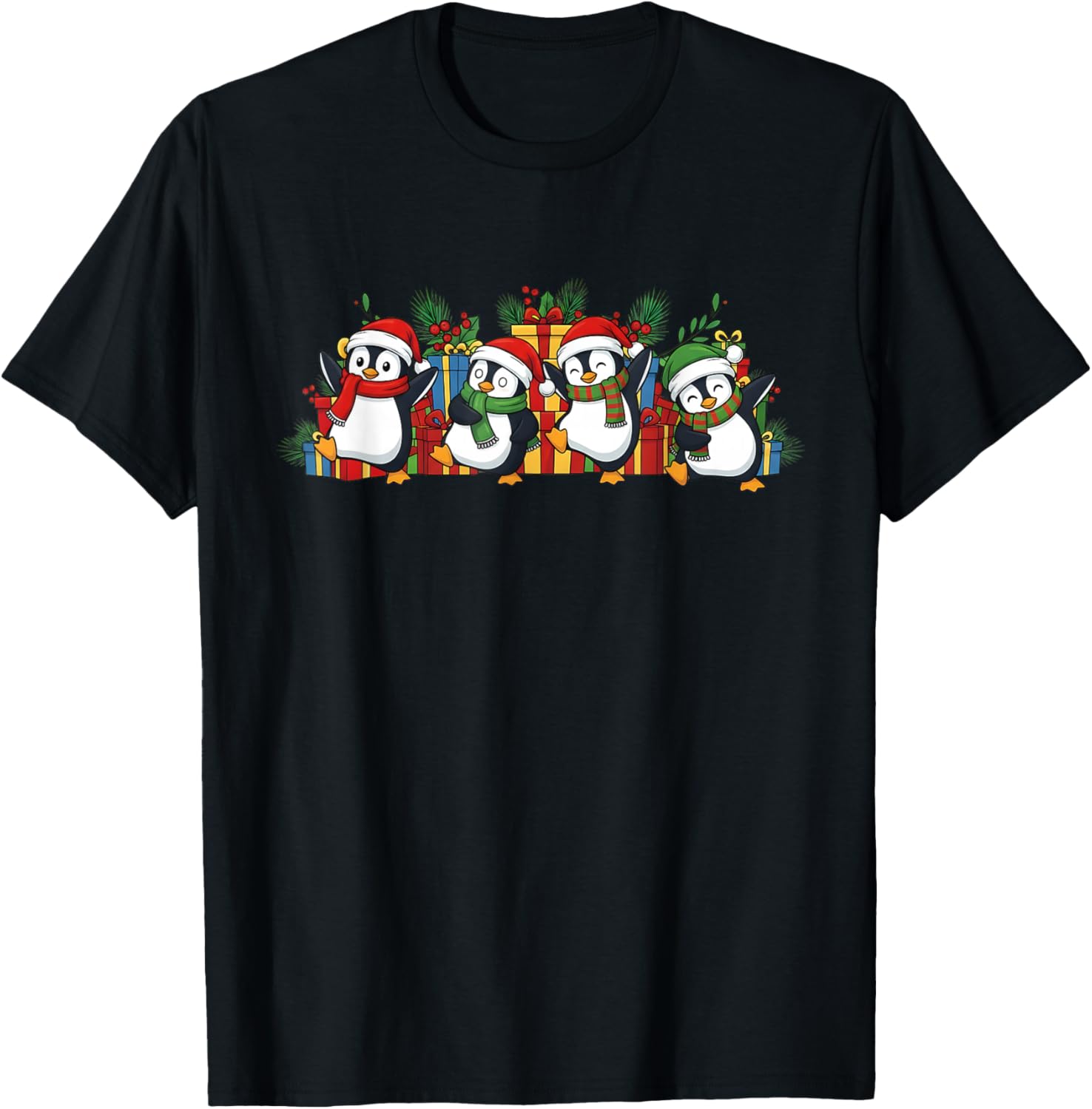 Dancing Penguins Christmas Cute Holiday Party T-Shirt - T-Shirt | Black