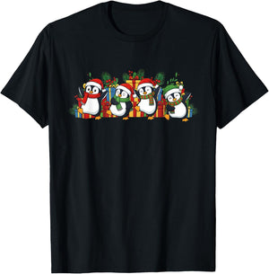 Dancing Penguins Christmas Cute Holiday Party T-Shirt - T-Shirt | Black