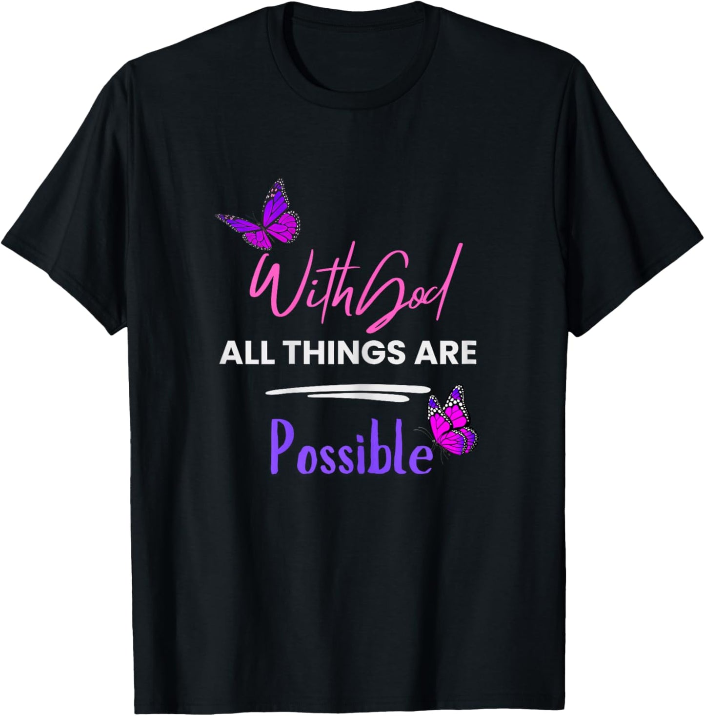 with God All Things are Possible by Designer Jaziz Gutierrez T-Shirt - T-Shirt | Black
