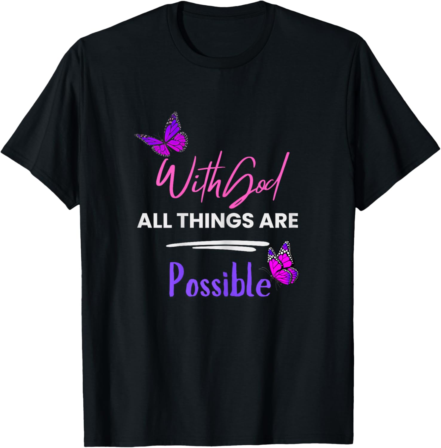 with God All Things are Possible by Designer Jaziz Gutierrez T-Shirt - T-Shirt | Black