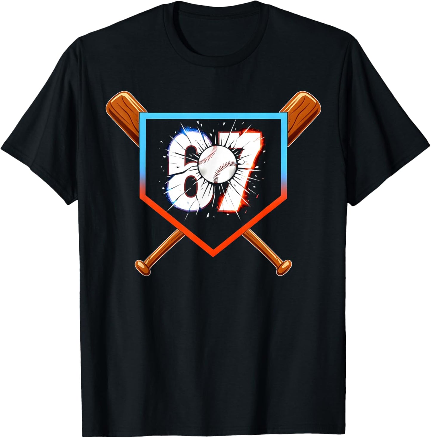 Funny Six Seven 67 Baseball Birthday Boy Gift Men Kids Boys T-Shirt - T-Shirt | Black