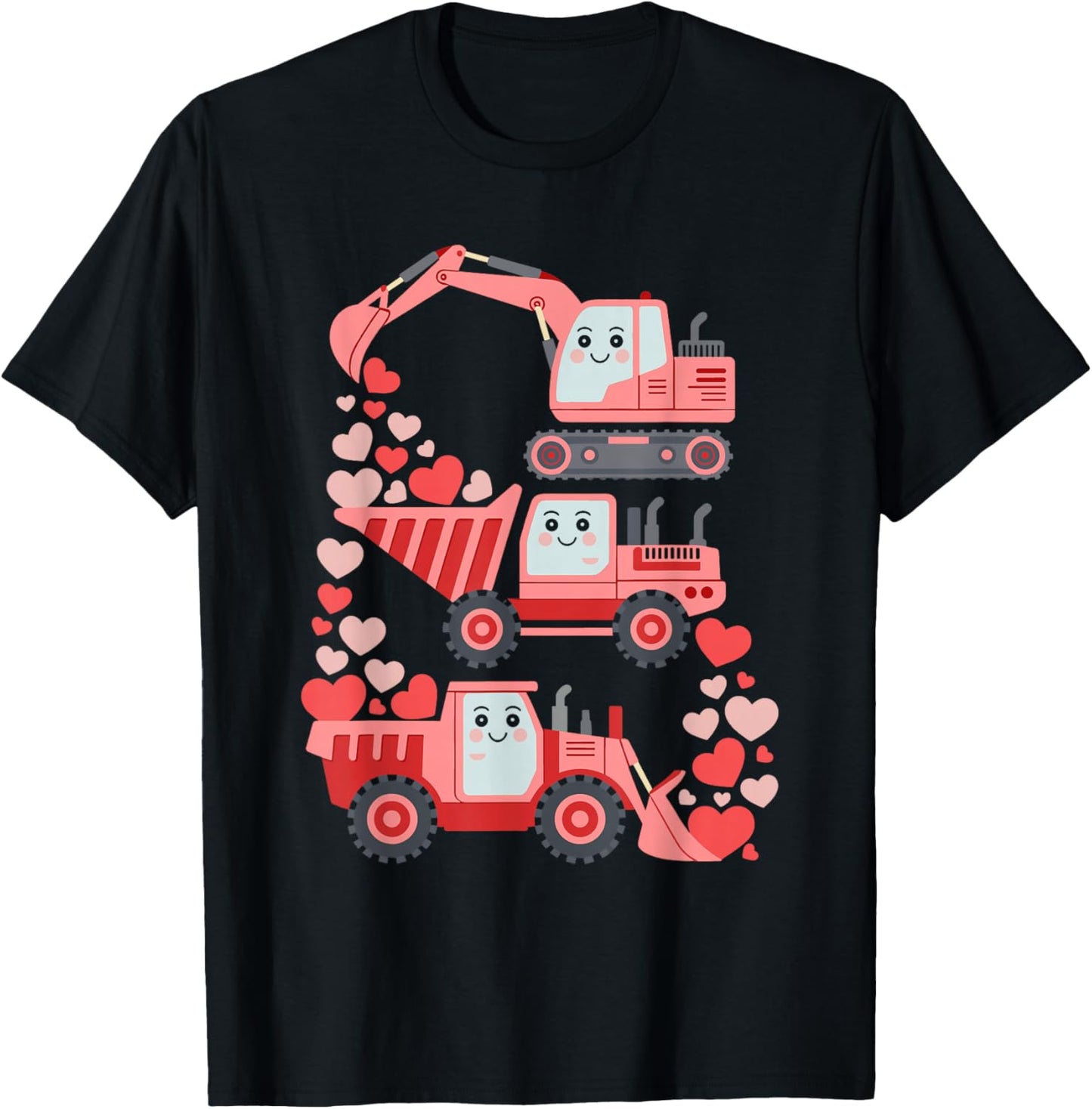 Kids Valentines Excavator Truck Valentine Boys Toddler T-Shirt - T-Shirt | Black