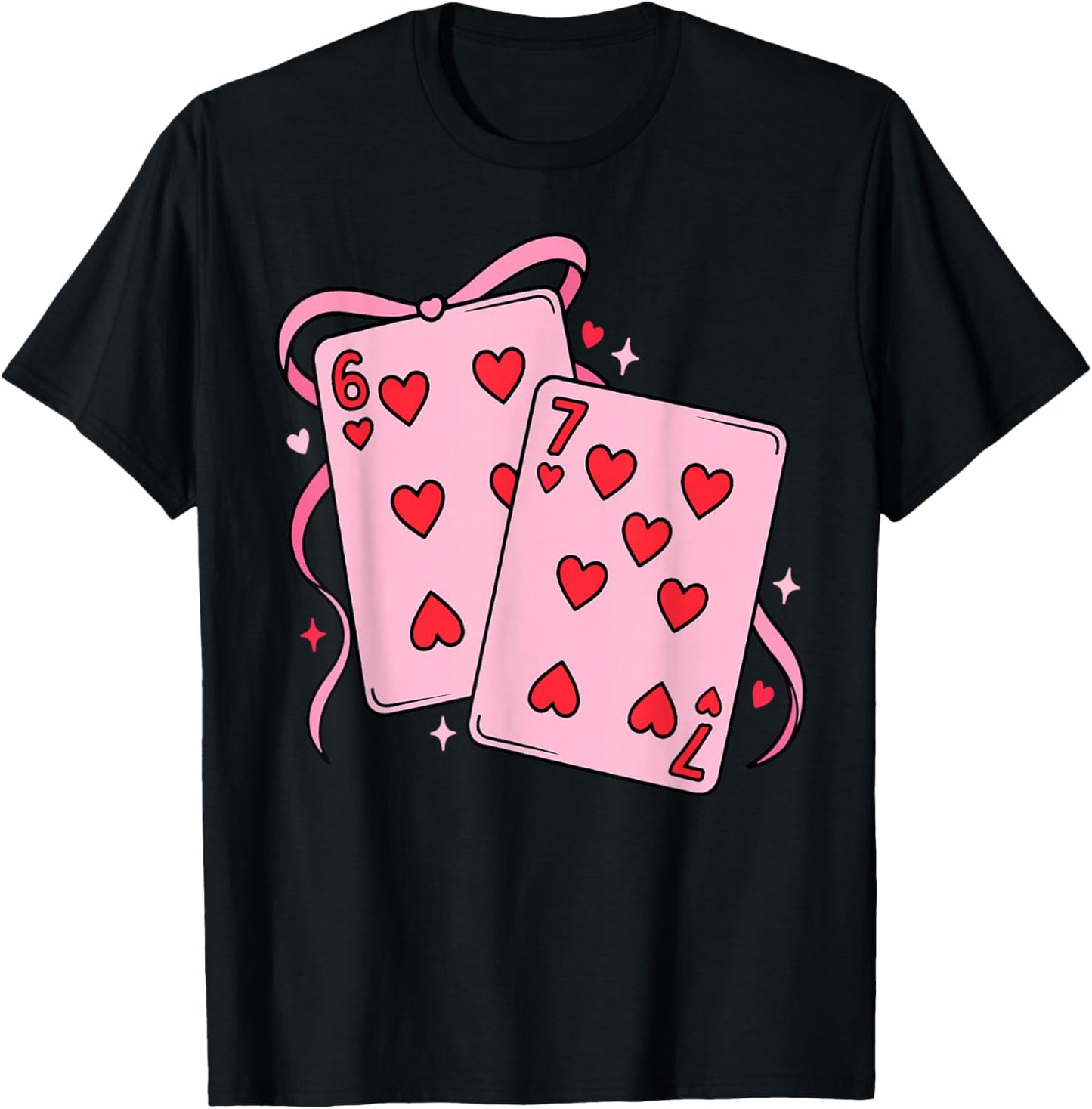 Playing Card Valentine’s Day 67 Preppy Six Seven 67 Meme T-Shirt - T-Shirt | Black
