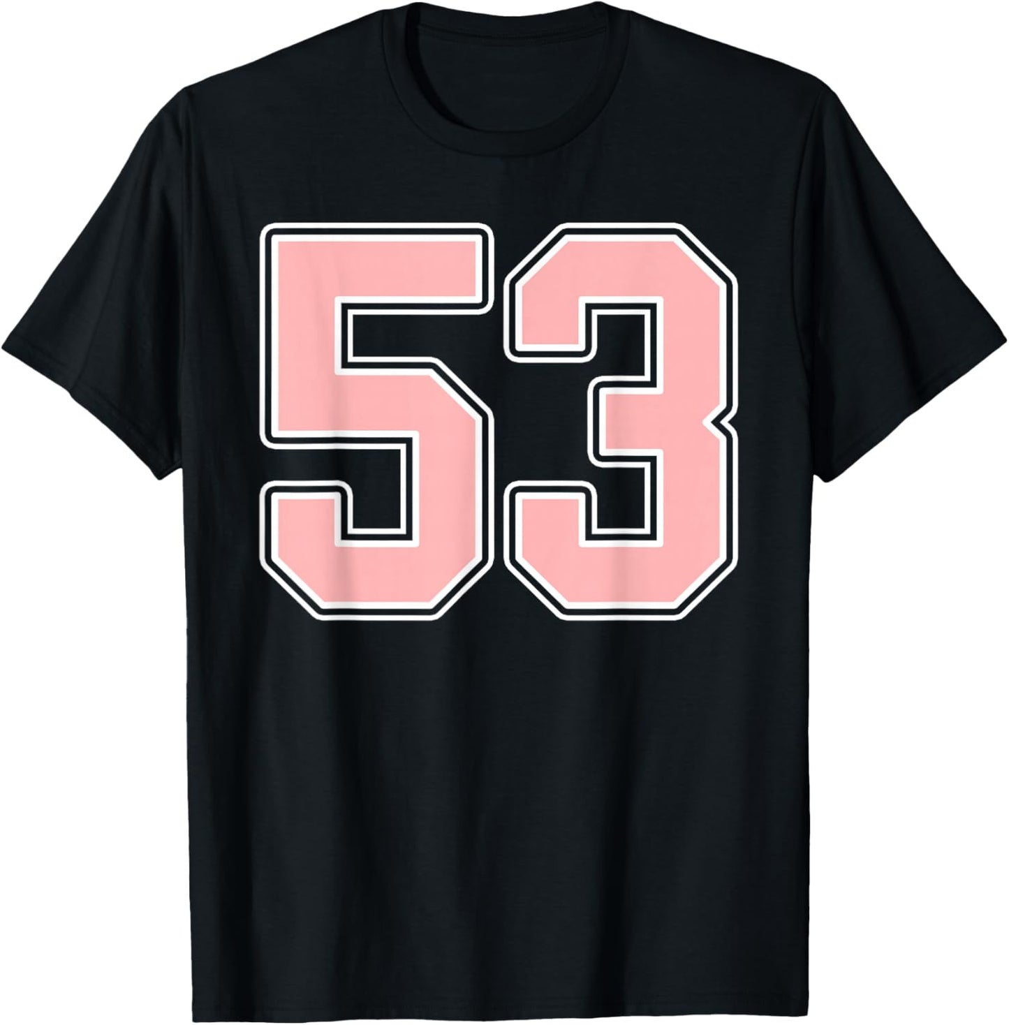 Cute Pink and White Number 53 Jersey Player Uniform #53 Fan T-Shirt - T-Shirt | Black