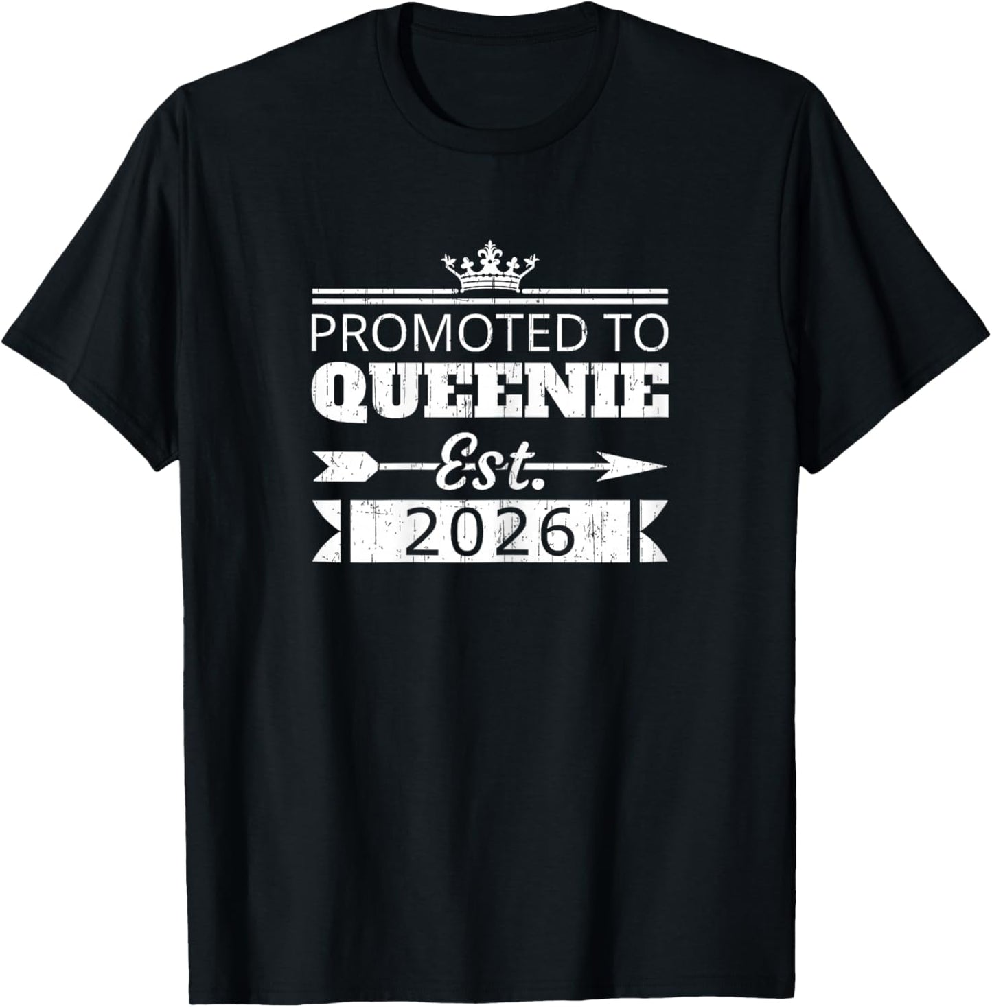 Promoted to Queenie Est 2026 New Grandma Reveal Vintage T-Shirt - T-Shirt | Black